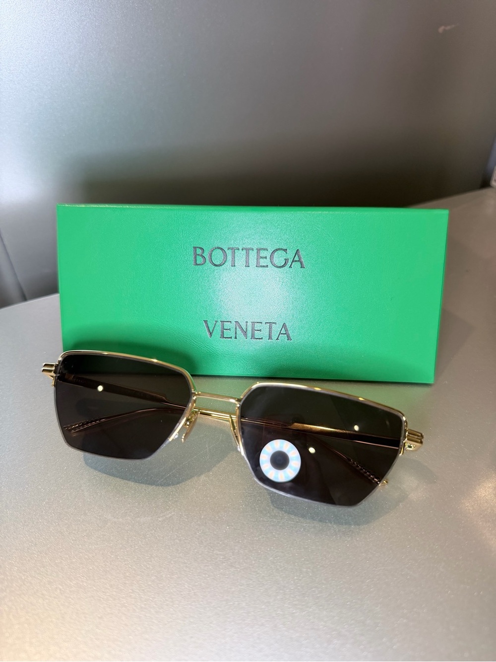 Bottega Veneta Gold Frame Brown/Black Lens Women's Sunglasses